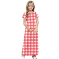 thumbnail image 7 of Ashirexll Summer Dresses for Teens, Girls Dresses, Girls Summer Dress with Pockets Fashion Plaid Short Sleeve Round Neck Long Dress for Children 4-14, 7 of 7