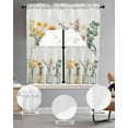 thumbnail image 3 of Spring Floral Kitchen Curtains Swag Valance and Tier Curtains Set 36 Inch Length, Summer Botanical Watercolor Flowers Rod Pocket Drape Panels Pair Swag Curtain for Bathroom/Cafe/Window, 3 of 6