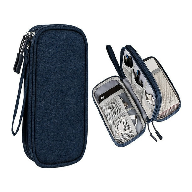 FloreceBien Bolsa para cables, bolsa para dispositivos electrónicos, organizador de accesorios electrónicos, organizador de cables portátil, bolsa doble para cables para accesorios electrónicos,