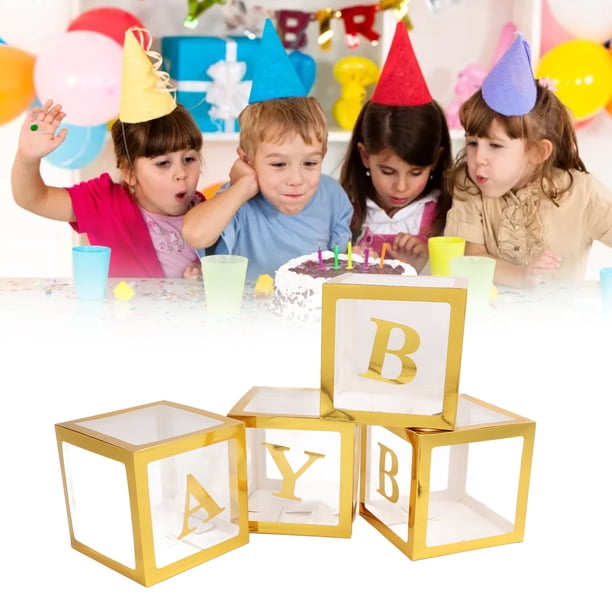 Cajas De Globo, 4pcs Cajas De Globo Transparentes Con Letras Instalación Fácil Para La Propuesta Confesion Baby Shower