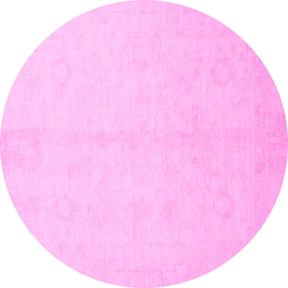 Ahgly Company Indoor Round Oriental Pink Traditional Area Rugs, 4' Round