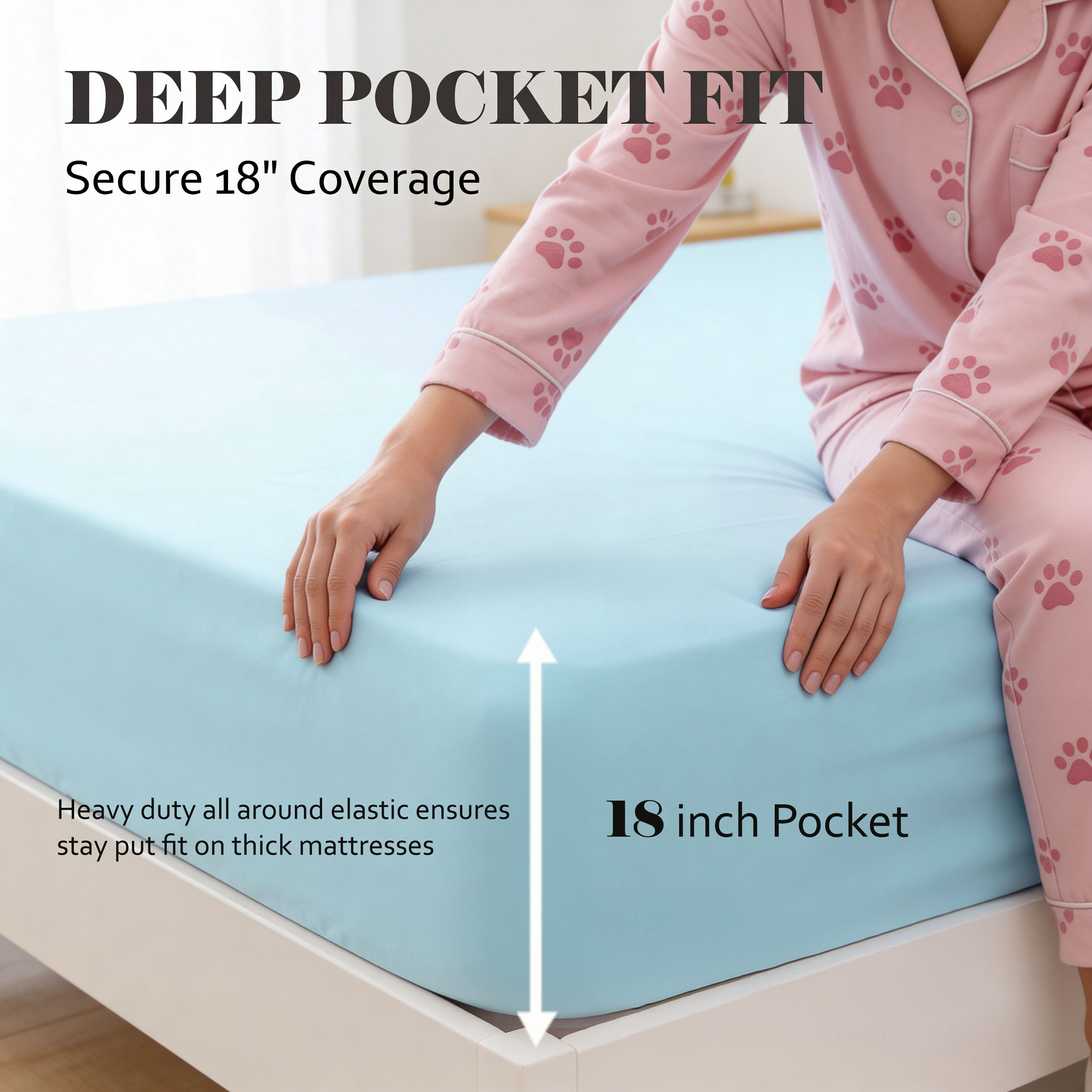 Superior Egyptian Cotton Embroidered 650 TC Deep Pocket Sheet Set, California King, Baby Blue