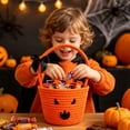 thumbnail image 6 of Halloween Candy Basket Pumpkin Woven 10.6x6.7x6.7in with Bow Handle Portable for Kids Trick or Treat Collection by OVFUIZ, 6 of 9