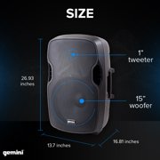 Gemini PA SYS15 Dual 15 Inch Speaker Package with Stainless Steel Stands & Mic