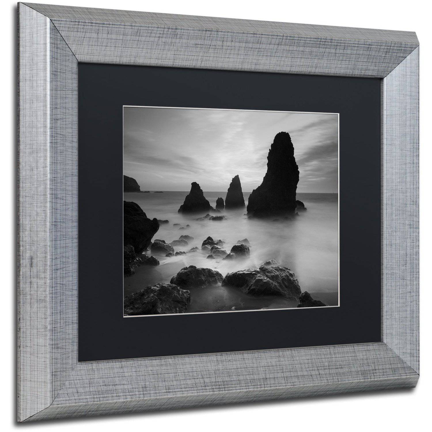 Moises Levy 'Rodeo Beach I Black and White' Black Matted Framed Art