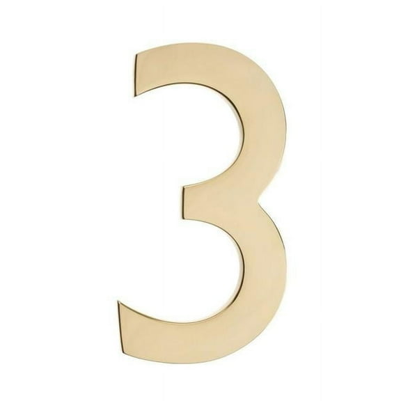 Floating House Number 3, Polished Brass - 4 in.