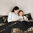 thumbnail image 5 of Homewish Girls Vintage Ribbon Twin Bedding Sets 7-Piece, Brown Leopard Print Bowknot Bedding Comforter Set, Old Fashion Reversible Sheet Sets, Breathable Home Decor, 5 of 8