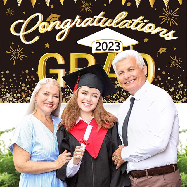 YAOMOBB Graduation Background Cloth Clear Printing Graduation Banner Copper Buckle Design Polyester Backdrop