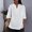 White, variant on HaoXianJian Womens T Shirt Spring Tops for Women Casual Summer V Neck Tees Linen 3/4 Sleeve Shirts Solid Color Blouse Summer Going Out Tops Tshirts for Women Basic Tees with Pockets L-2X