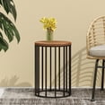 thumbnail image 3 of HQZX Wood Grain Side Table, Coffee Table, Metal Base, Vintage, 15" In, Indoor and Outdoor, Natural, 3 of 9