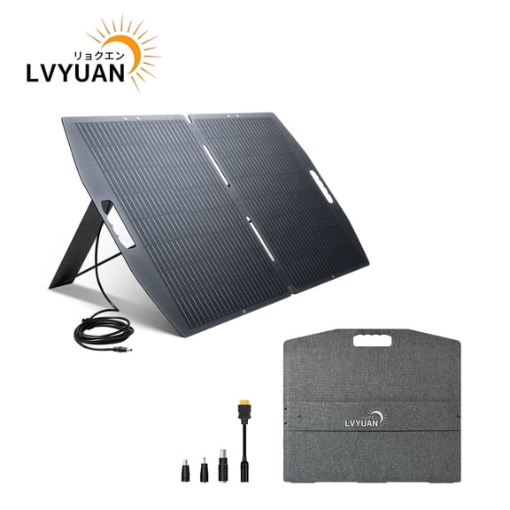 LVYUAN 100W Solar Panel Foldable Solar Panel Charger with Adjustable Kickstands Portable Waterproof IP67 22.5% High Efficiency for RV, Camping, Home, Outdoor, Power Station, off Grid