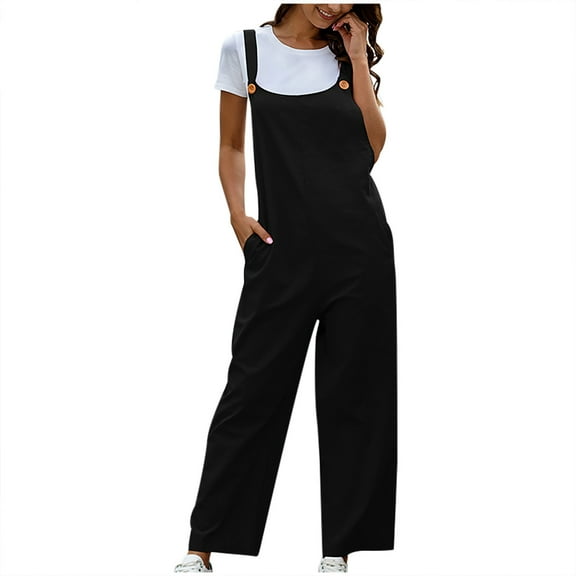 Fashion Plus Size Jumpsuits for Women Casual Summer Casual Comfort Solid Color Temperament Long Strap Jumpsuit