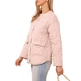 thumbnail image 4 of Chaquetas acolchadas de botón INSPIRE CHIC para mujeres, chaqueta ligera de plumas, abrigo casual de moda de invierno con bolsillos, M gris rosa, 4 of 6