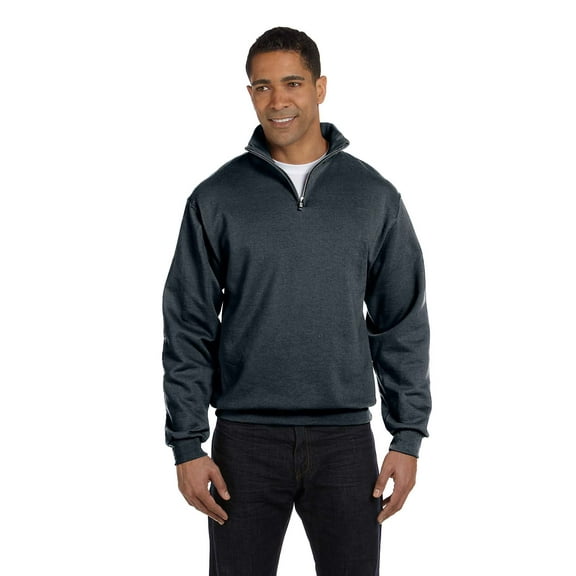 Jerzees Nublend Adult Quarter-Zip Cadet Collar Sweatshirt , 995M , Black Heather , X-Large