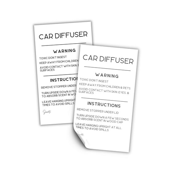 Car Oil Diffuser Vent Warning Labels and Instruction Stickers  250 per Roll 2x3.5 Scent Write in How to Use Minimalist Card Air Freshie Freshener
