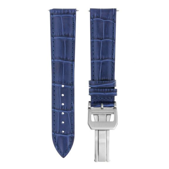 20MM LEATHER WATCH BAND STRAP FOR IWC PILOT PORTUGUESE TOP GUN DEPLOY CLASP BLUE