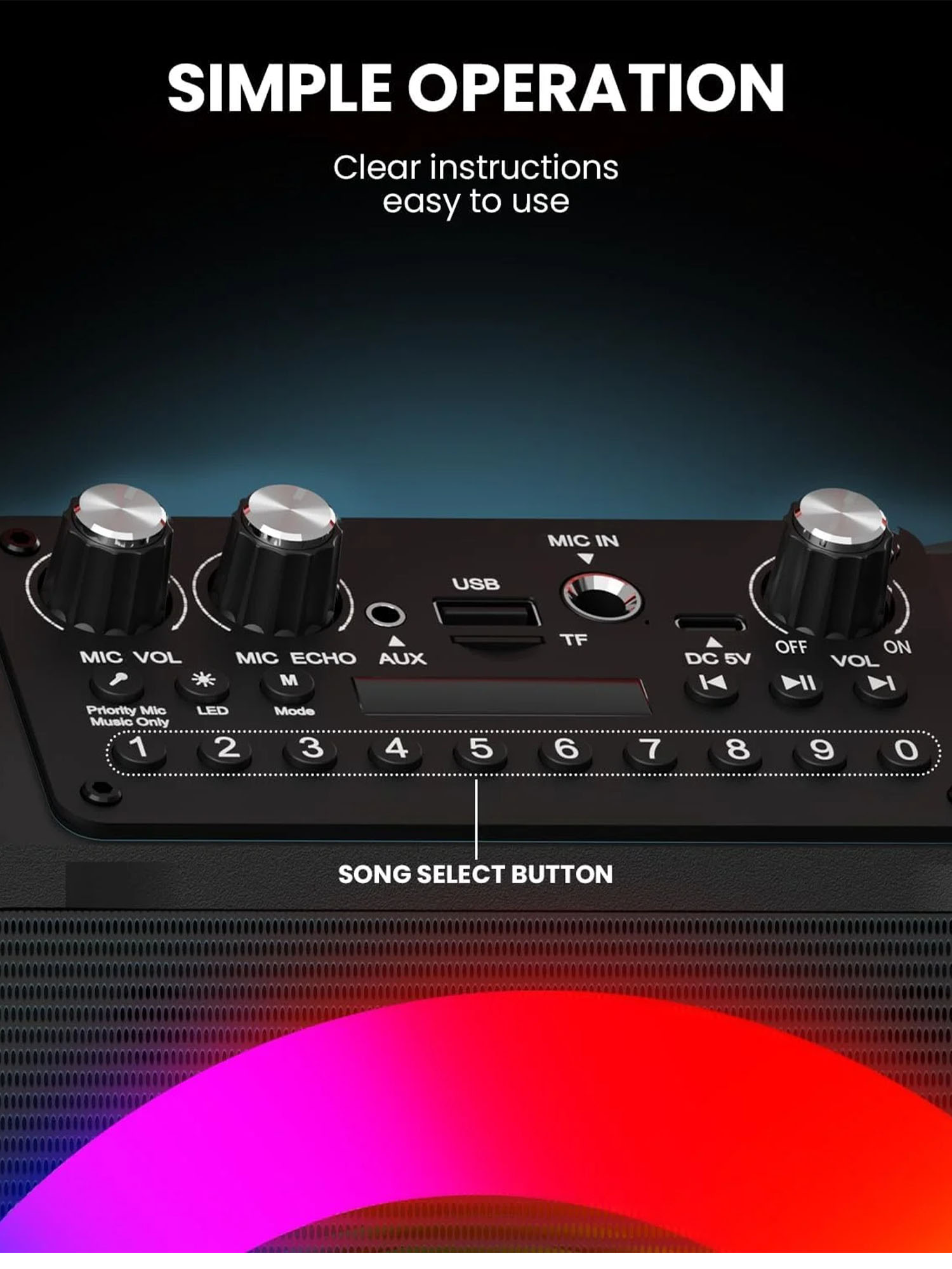 BONAOK Karaoke Machine for Adults, Karaoke Speaker with Two Wireless Microphones, Portable Bluetooth Speaker PA System for Christmas Party, Karaoke Microphone with LED Lights, Red