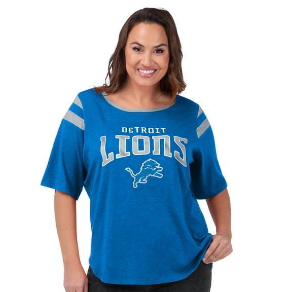 Women's G-III 4Her by Carl Banks Royal Detroit Lions Plus Size Linebacker T-Shirt