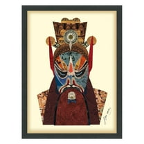 Empire Art Direct Beijing Opera Mask #2 Dimensional Collage Framed Graphic Art Under Glass Wall Art, 25" x 19" x 1.4", Ready to Hang