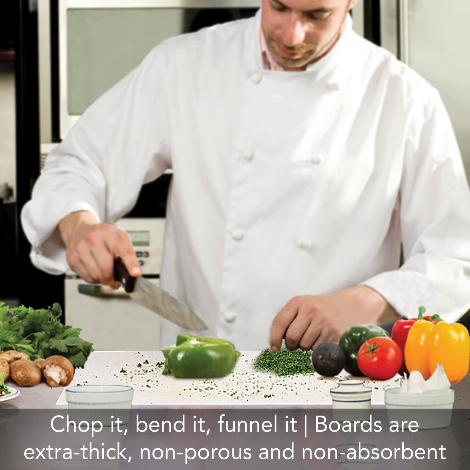 Cut N' Funnel Large Food Service Grade Heavy Gauge Flexible Cutting Board Mat 1 Pack 30" by 20"