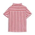 thumbnail image 3 of FRSASU Button Down Shirt Girls Cotton Short Sleeve Blouses Collared Casual Summer Beach Striped Short Sleeve Tops Red-A, 3 of 7