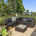 thumbnail image 4 of Costway 4PCS Patio Rattan Furniture Set Cushioned Loveseat Armrest Storage Box, 4 of 10