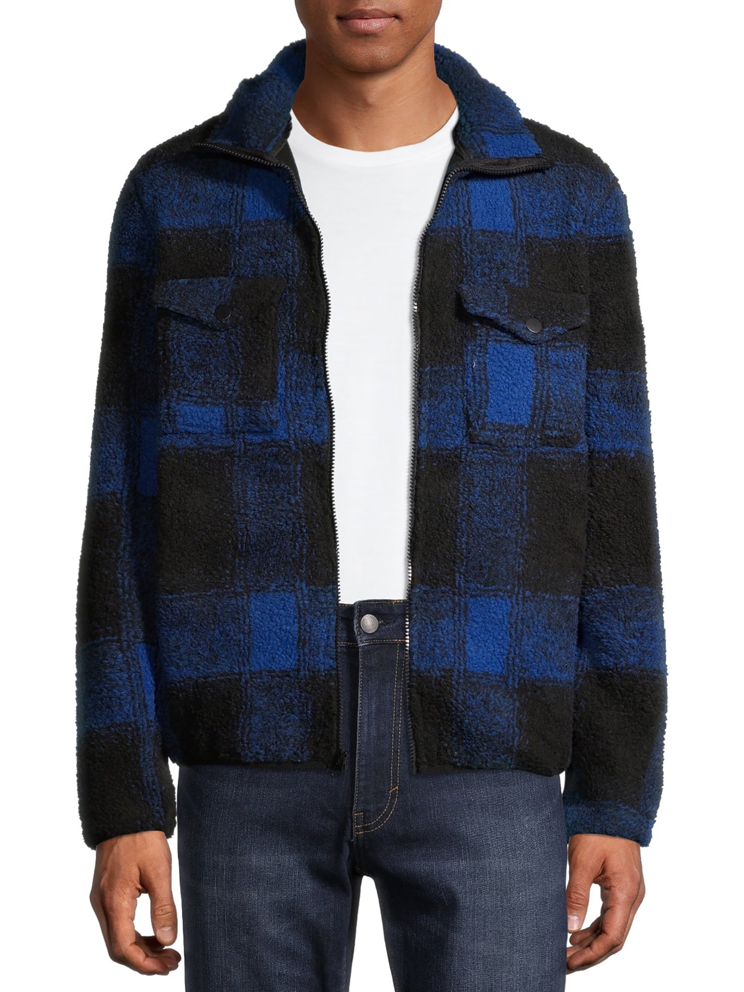 buffalo plaid sherpa cardigan