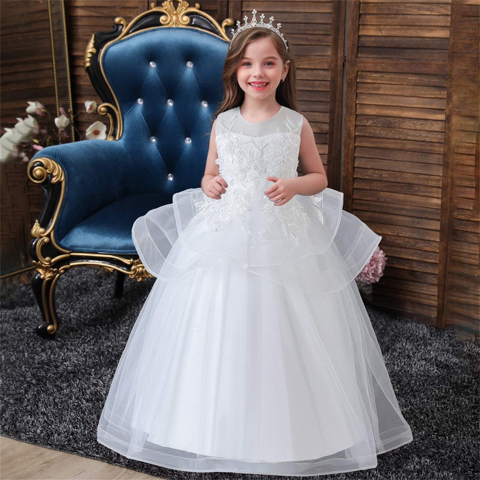 Formal Dresses for Girls White Dress Girls Girls Fancy Dress Children's Day  for Girls 5-6 Years Summer Clothes - Walmart.ca