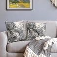 thumbnail image 3 of Vintage Flowers Pillow Covers 18x18 Inch Set of 2 Black Gray White Floral Leaves Decorative Square Throw Pillows For Couch Rustic Square Pillow Cases Home Decor For Living Room Sofa Porch Outdoor, 3 of 6