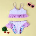 thumbnail image 4 of Summer Savings Clearance! Edvintorg Kids Swimsuits For Girls 2-7y Toddler Baby Girls Summer Strap-print Ruffled Gradient Tankini Top With Short Swimsuit 2 Piece Bathing Suit Bikini Teen, 4 of 6