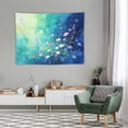 thumbnail image 7 of Dreamy Watercolor Wildflower Tapestry, Gradient Blue Background with Bubbles Wall Hanging, Aesthetic Whimsical Floral Art Tapestry for Bedroom Living Room Dorm, 60x40in, 7 of 7