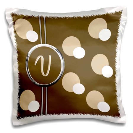 Tone Geometric Circles - 3dRose Elegant Geometric Earth Tone Circles Pattern Monogram Letter V, Pillow Case, 16 by 16-inch