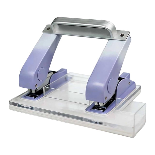 Grapadora de doble fila resistente con caja de almacenamiento, base antideslizante fácil de usar. Violeta