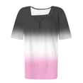 thumbnail image 5 of XYAIYT Women's Summer Tops Gradient Color Square Neck Blouses Loose Casual Pleated Short Sleeve T-shirt, 5 of 5