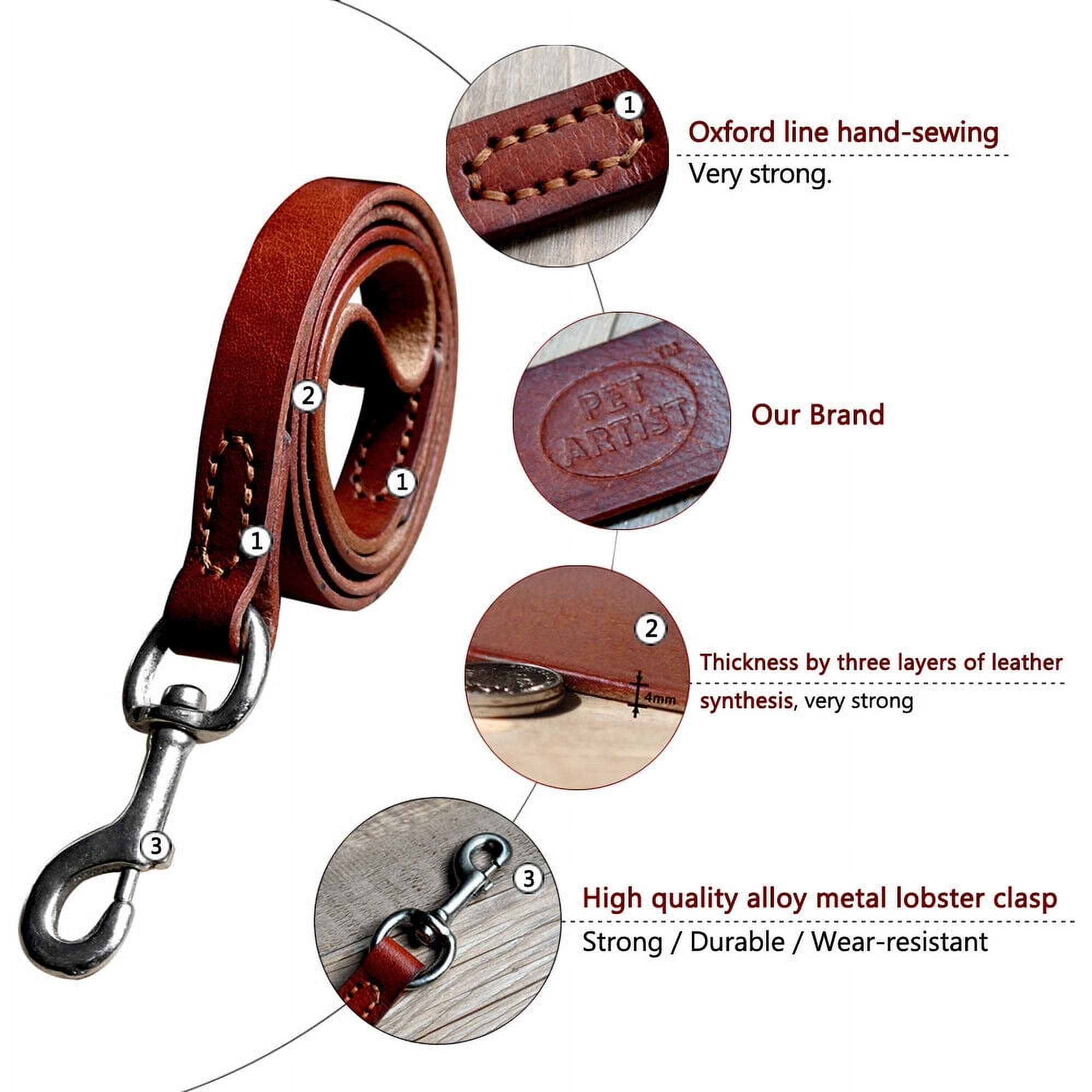 Didog Leather Dog Harness and Leash Genuine Leather for Large Dogs Pitbull Bulldog