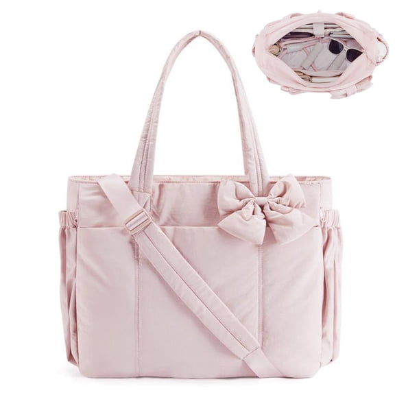 GASTROPOD Pink Crush Tote Bag for Women,Quilted Crossbody Laptop Bag for 15.6 Inch,Puffer Shoulder Bag with Compartments,Laptop Tote Bag for Women,Laptop Bag for Women