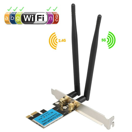 TSV WiFi PCIe Card Ac 1200Mbps Wireless Dual Band PCI Express Adapter 802.11ac Network Card with 2×5dBi High Gain Antennas for Desktop PC Gaming, Support Windows