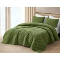 thumbnail image 2 of Chezmoi Collection 3-Piece Cotton Gauze Oversized King Quilt Set, Olive Green Soft Washed Cotton Gauze Bedspread, Lightweight Breathable for All Season, 2 of 9