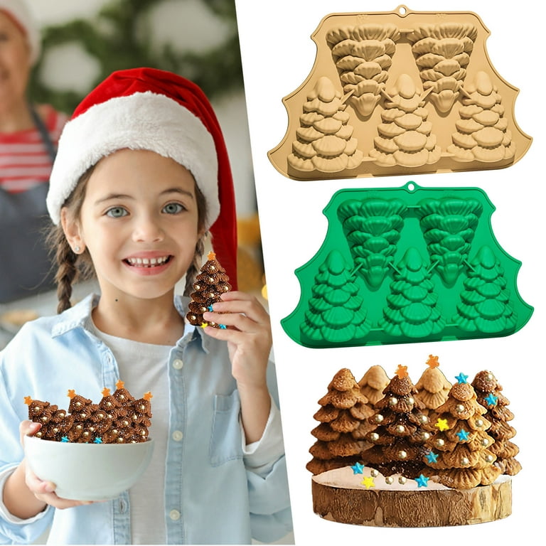 QWY Christmas Tree Cake Pan 3D Silicone Christmas Baking Molds for