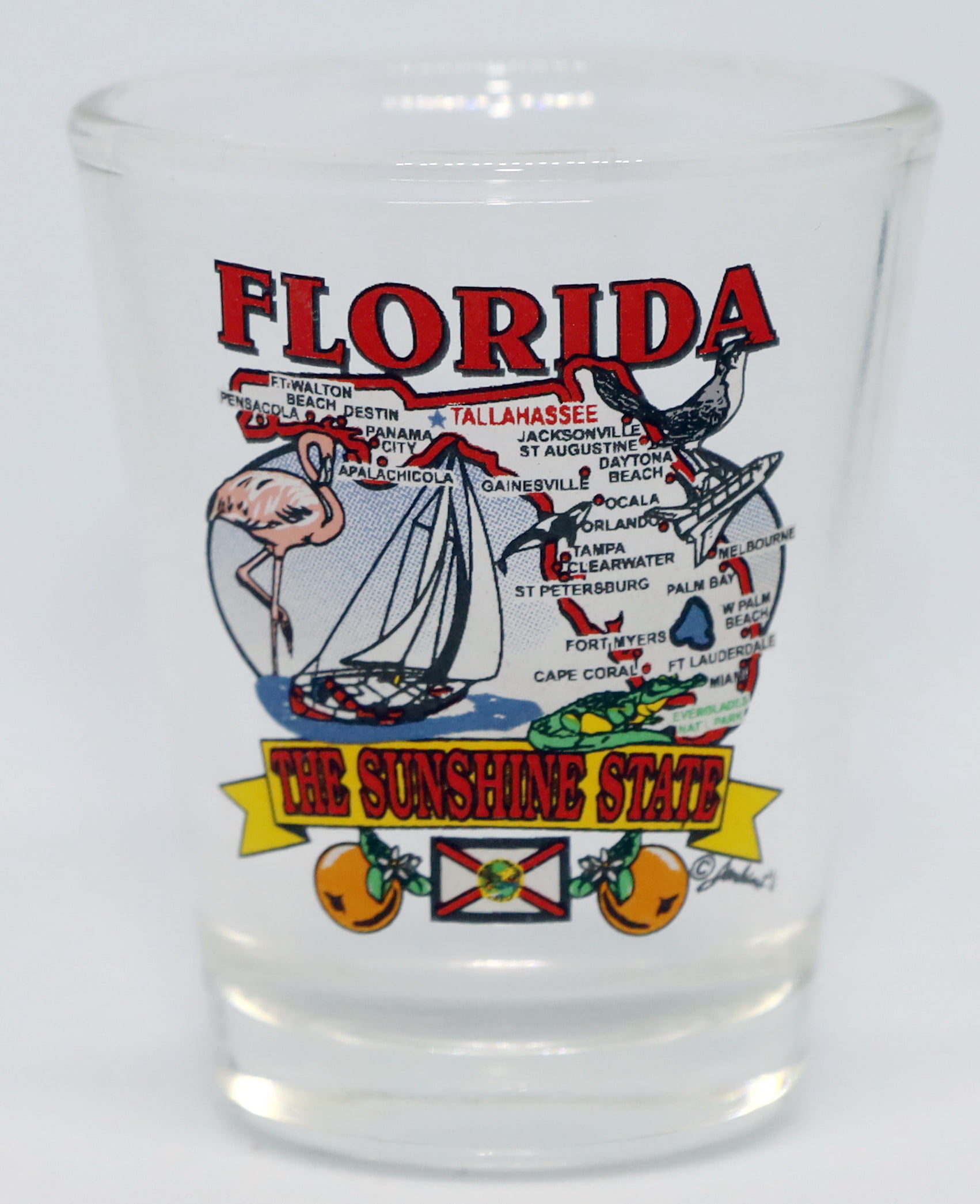 Details about   FLORIDA SUNSHINE STATE MAP YELLOW  SHOT GLASS SHOTGLASS 