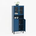 thumbnail image 2 of Trilenars Tall Storage Show Cabinet, Tall Kitchen Pantry Cabinet With 2 Glass Display Door & 2 Doors, Freestanding Modern Cabinet With Gold Handles For Bathroom, Living Room, 2 of 9