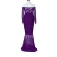 thumbnail image 6 of Azrian Casual Womens Maternity Dresses Ladies Fashion Sexy Mesh Lace Long Sleeve Photography Mopping Long Dress,Maternity/Purple 3Xl, 6 of 6
