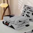 thumbnail image 5 of Erosebridal Halloween Black Cat Zipper Queen Comforter Set with Fitted Sheet and 2 Pillowcases, Cute Bat Zipper Bedding Set for Boys Girls, Light Gray Black Orange, Gray Reversible, 5 of 7