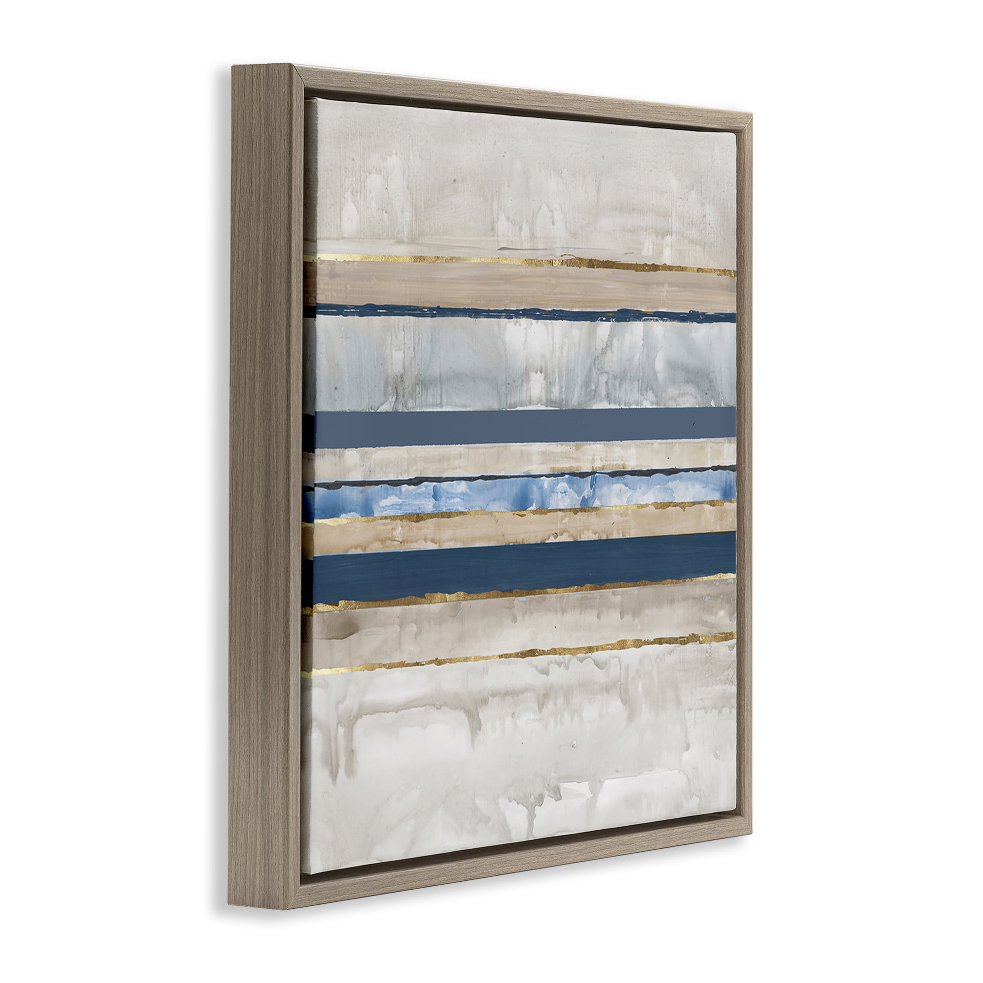 Stupell Industries Nautical Tone Stripes Abstract Painting Brown Floater Framed Canvas Art Print Wall Art, 25 x 25