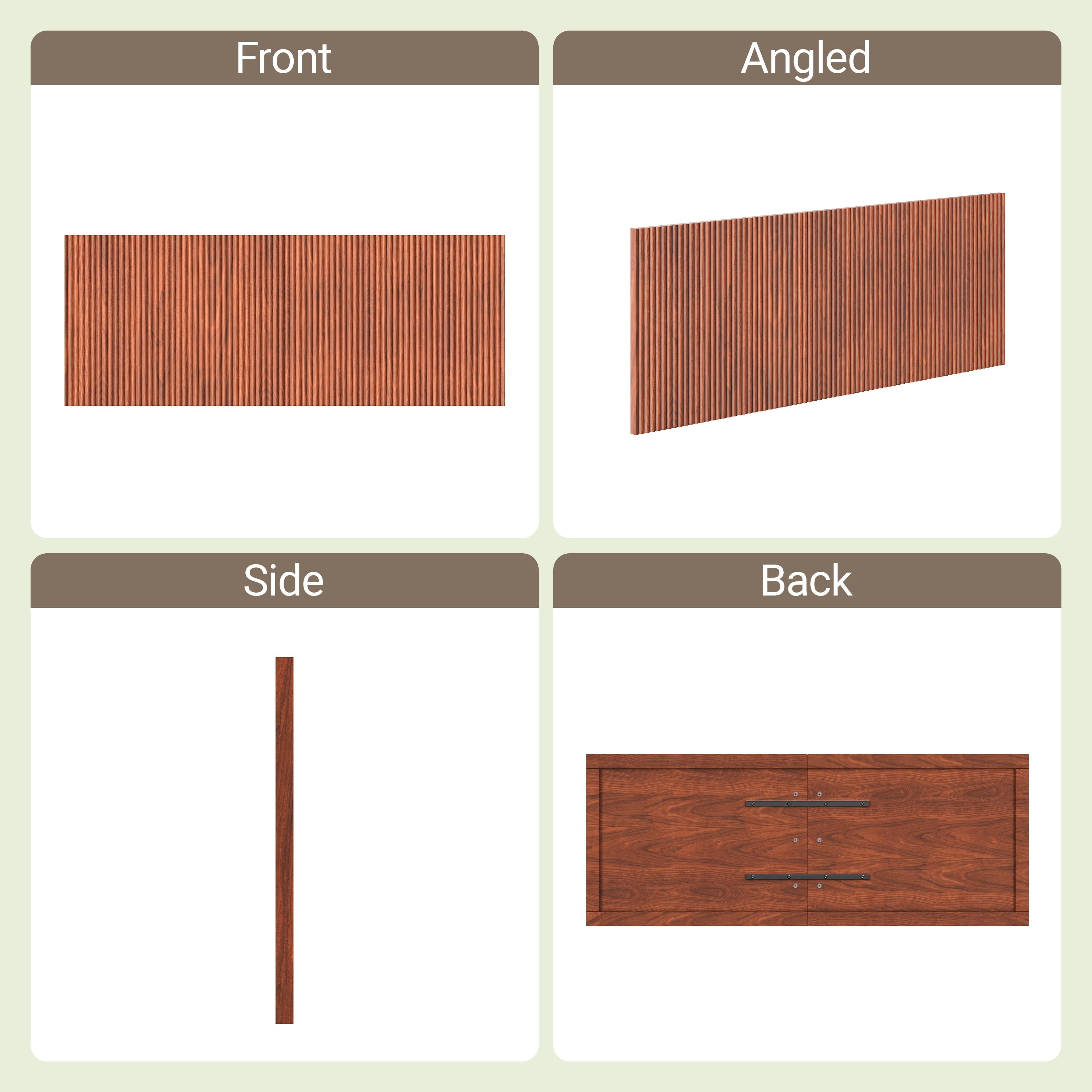 Modern Wavy Wooden Headboard 60.8 Inch for Queen Bed, Vertical Wood Grain Design with Easy Wall-Hanging Assembly, Bohemian Style, Easy Install, Walnut