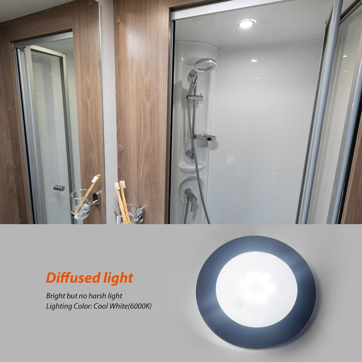 Dream Lighting 3.5" 12V LED Puck Lights, Cool White, 10-Pack, IP66 Waterproof, Surface Mount,Black Shell,for RV Ceiling, Cabinet, Under Counter, Kitchen