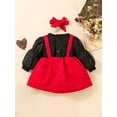 thumbnail image 3 of Bagilaanoe Toddler Baby Girl Valentine's Day Dress Long Puff Sleeve A-line Princess Dresses + Headband 3M 9M 12M 18M 24M 3T Kid Patchwork Skirt, 3 of 6