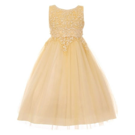 Cinderella Couture - Girls Champagne Pearl Sequin Satin Tulle Junior ...