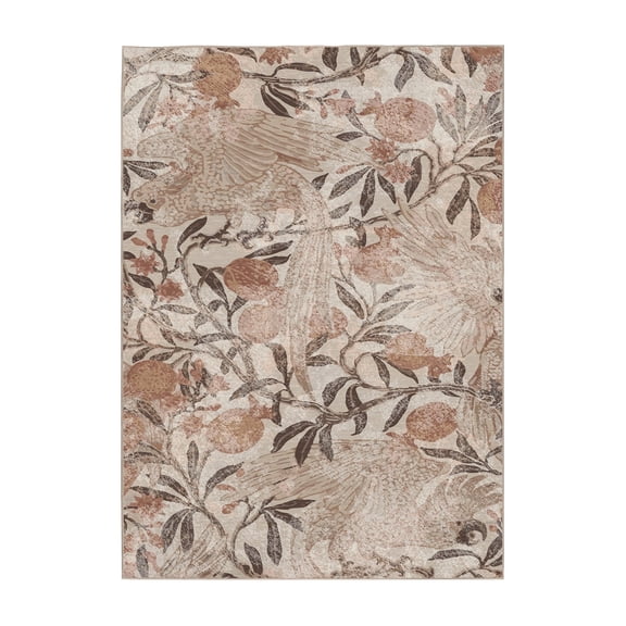 My Magic Carpet 5'x7' Machine Washable Non-Slip Dining Living Room Area Rug - Eden Floral Brown
