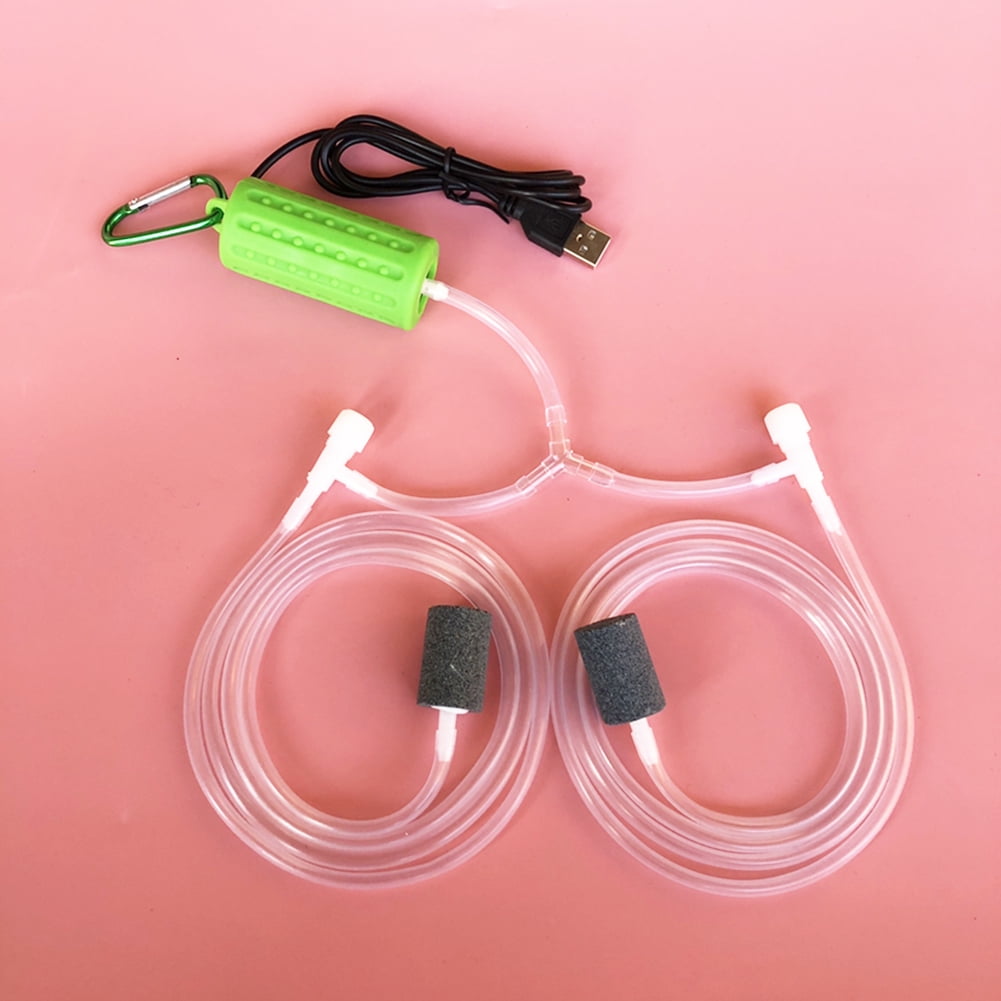 EastVita Aquarium Oxygen Pump with Double Air Stone Household Fish Jar Air Pump Mute USB